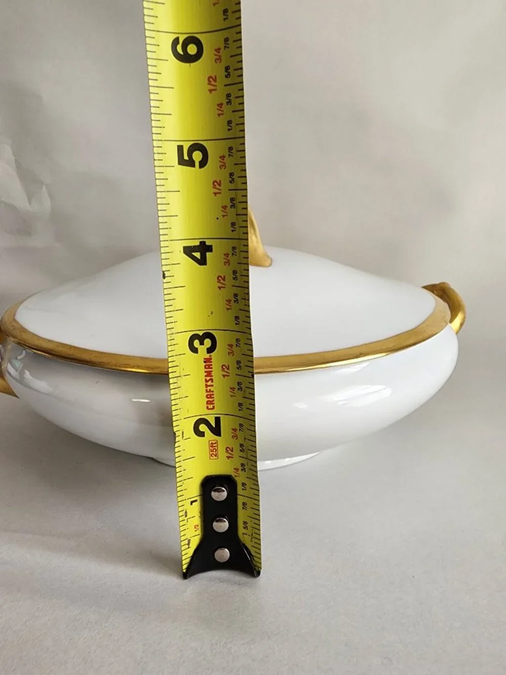 Vintage Heinrich & Co H&C Selb Bavaria Covered Serving Bowl White Gold Trim